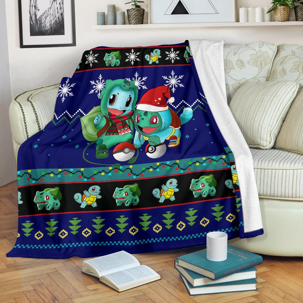 Blue Gearzime Pokemon Ugly Holiday Fleece Blanket Gift For Christmas – Amazing Gift Idea