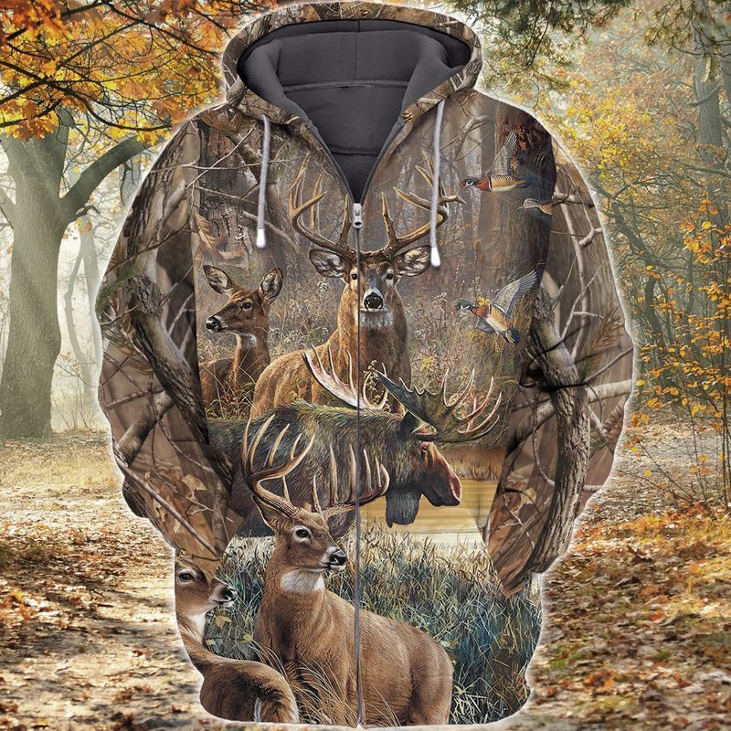 All Over Print Hunting Deer Unisex 3D Hoodie T Shirt All Over Print Plus Size S-5Xl