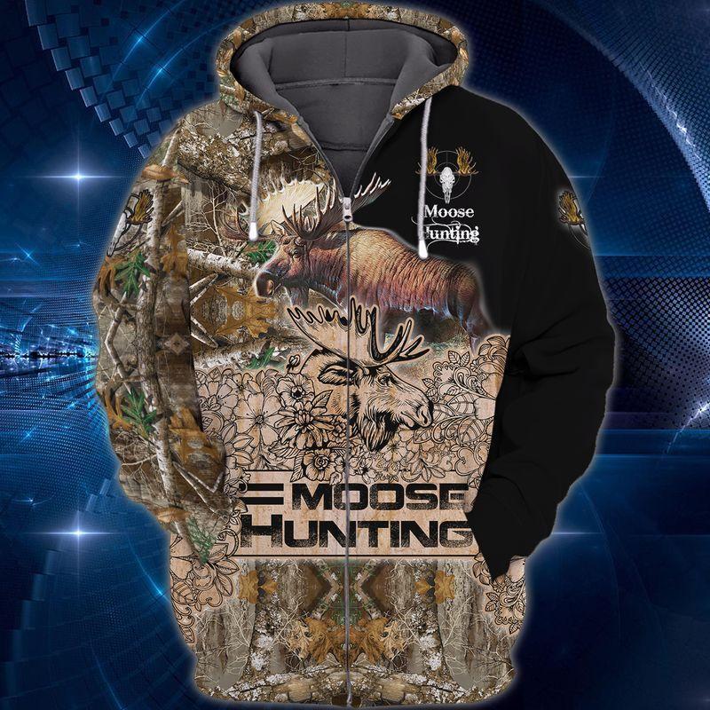 Moose Hunting 3D Full Print Unisex 3D Hoodie T Shirt All Over Print Plus Size S-5Xl