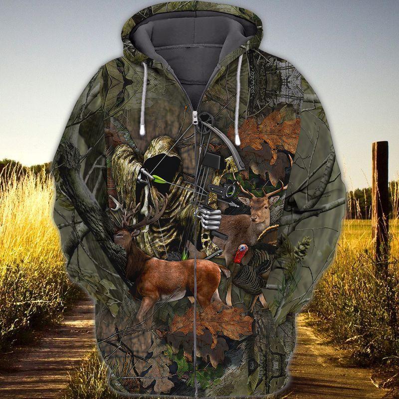 Deer Bow Hunting 3D Full Print Unisex 3D Hoodie T Shirt All Over Print Plus Size S-5Xl