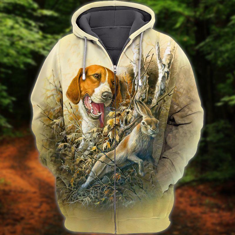 Beagle Hunting Rabbit 3D Full Print Unisex 3D Hoodie T Shirt All Over Print Plus Size S-5Xl