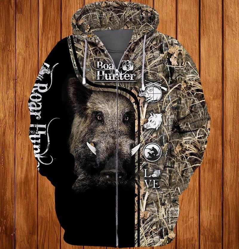 Boar Hunting 3D Full Print Unisex 3D Hoodie T Shirt All Over Print Plus Size S-5Xl