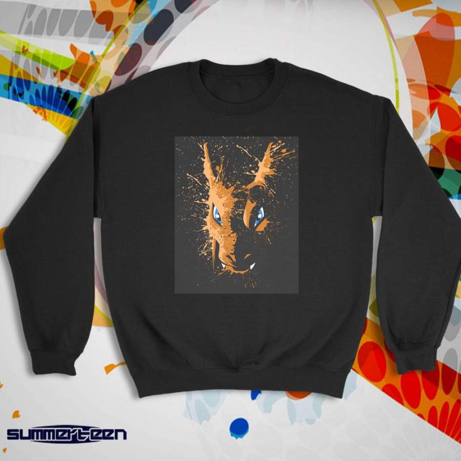 Charizard Pokemon Gaming Splatter Distressed Effect Women’S Sweatshirt