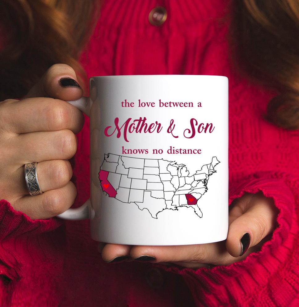 Georgia California The Love Between A Mother And Son Gift For Mother’s Day 11oz, 15oz Ceramic Mug, 12oz Campfire Mug