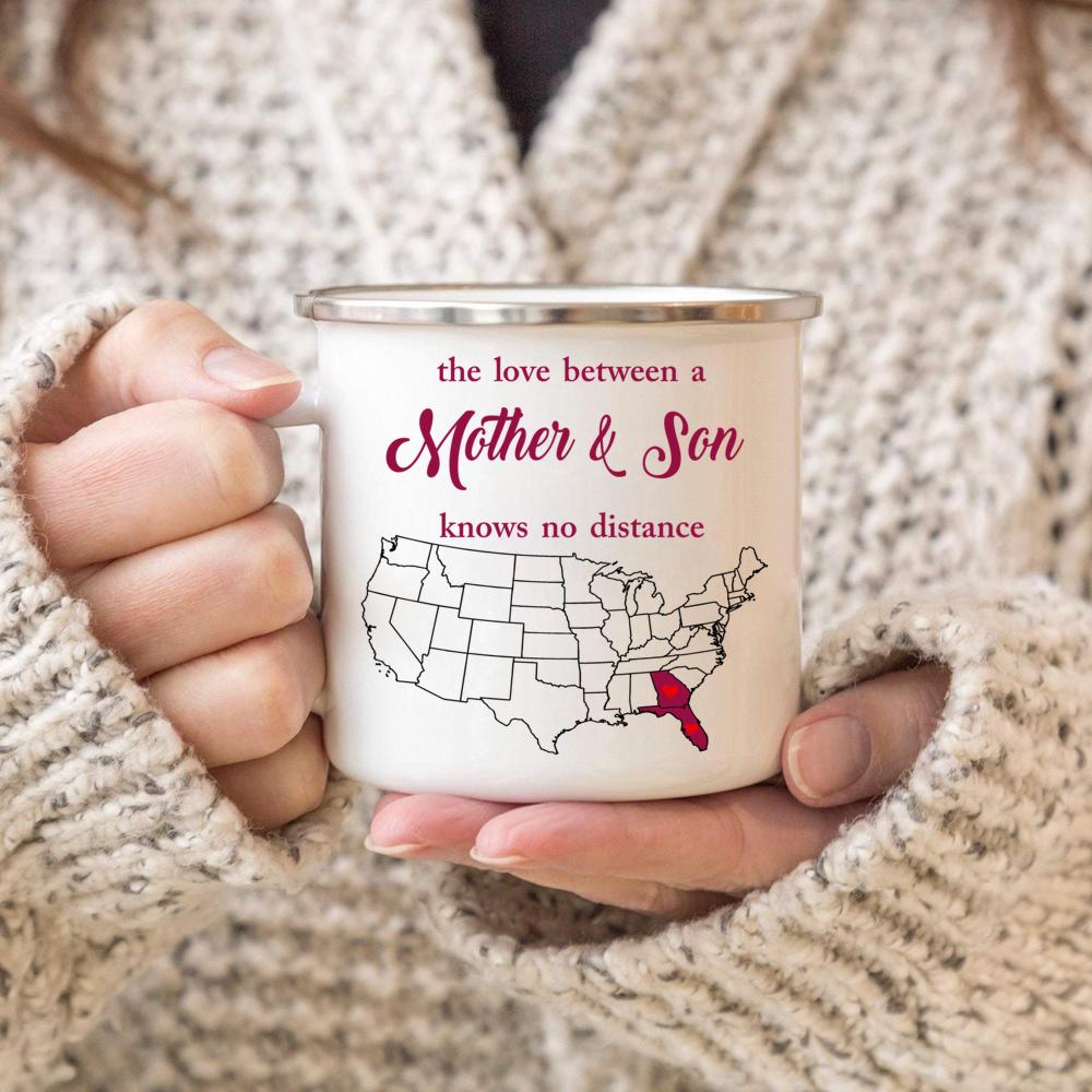 Georgia Florida – The Love Between Mother And Son Knows No Distance, I Love Mom! Mother’s Day Gift From Son, 11oz, 15oz Ceramic Mug, 12oz Campfire Mug