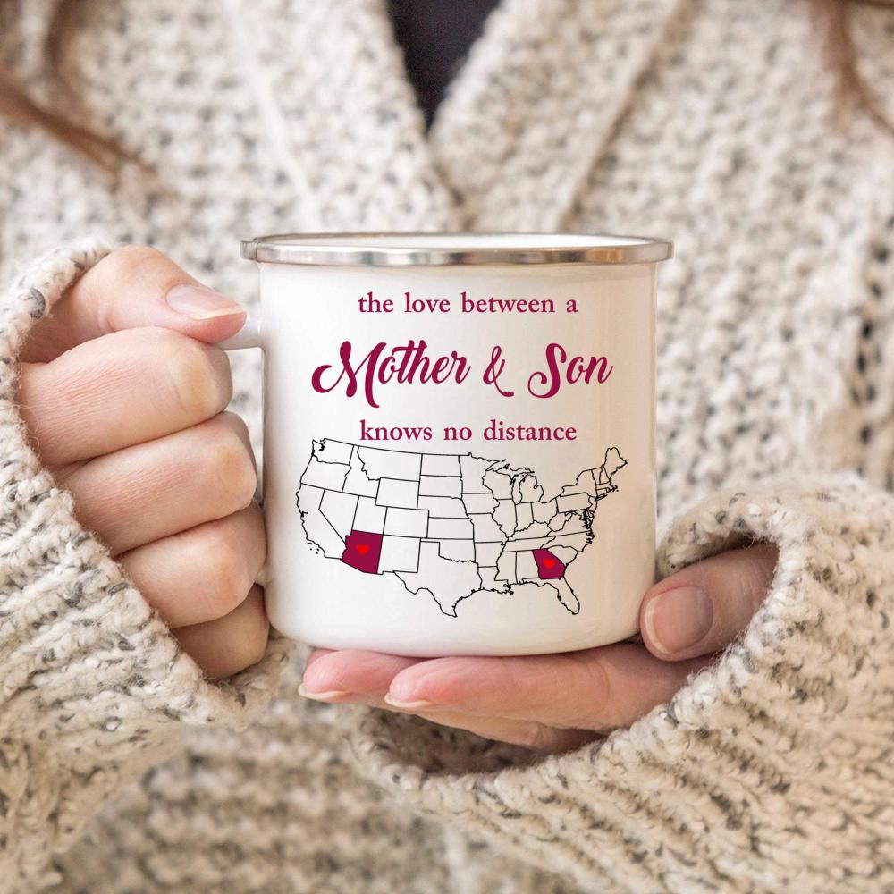 Arizona Georgia – The Love Between Mother And Son Knows No Distance, I Love Mom! Mother’s Day Gift From Son, 11oz, 15oz Ceramic Mug, 12oz Campfire Mug