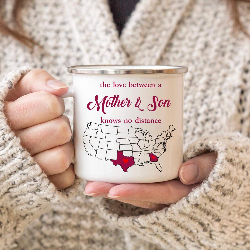 Texas Georgia – The Love Between Mother And Son Knows No Distance, I Love Mom! Mother’s Day Gift From Son, 11oz, 15oz Ceramic Mug, 12oz Campfire Mug