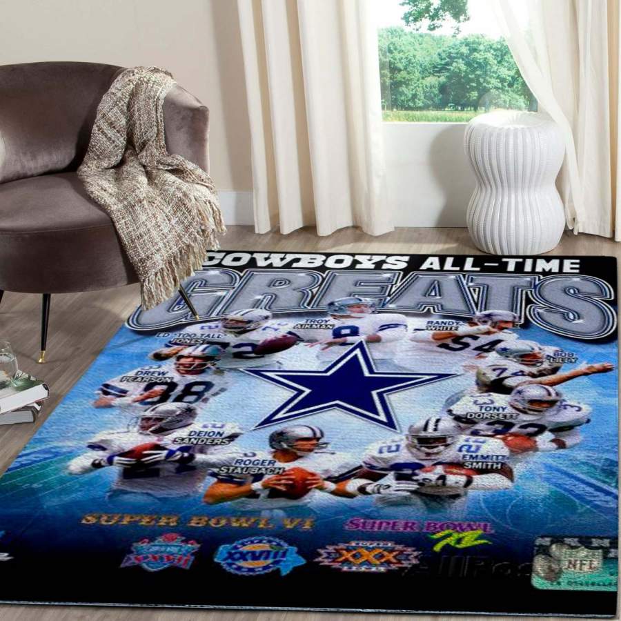 Cowboys All-time Creates Dallas Cowboys Area Rug, Football Floor Decor RCDD81F32384