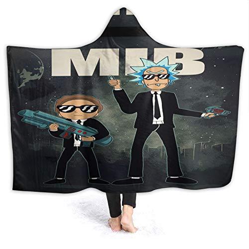 Anime Rick and Morty MIB Christmas Hooded Blanket