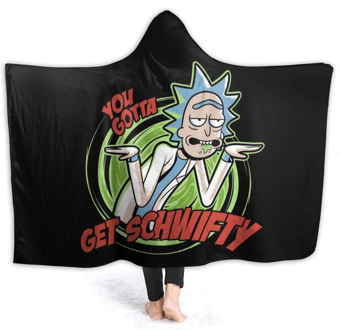 Cartoon Rick And Morty Couch Hooded Blanket – Travel Bed Blanket