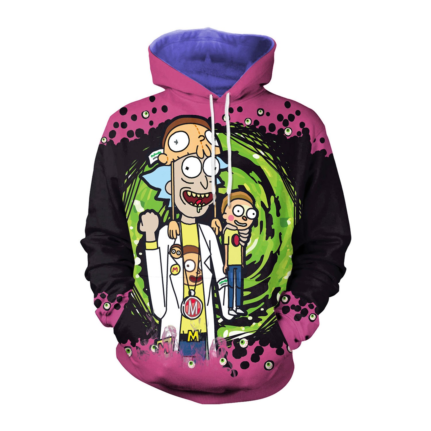 Anime 3D Printed Rick and Morty Purple Hoodie