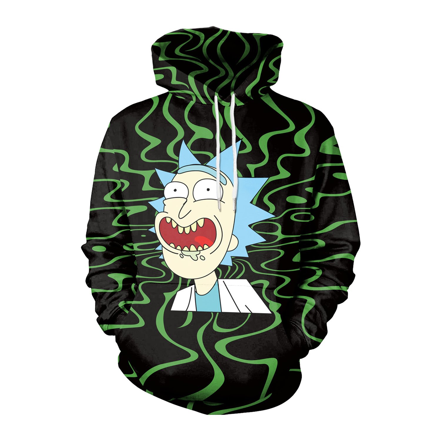 3D Print Anime Rick and Morty Green Hoodie