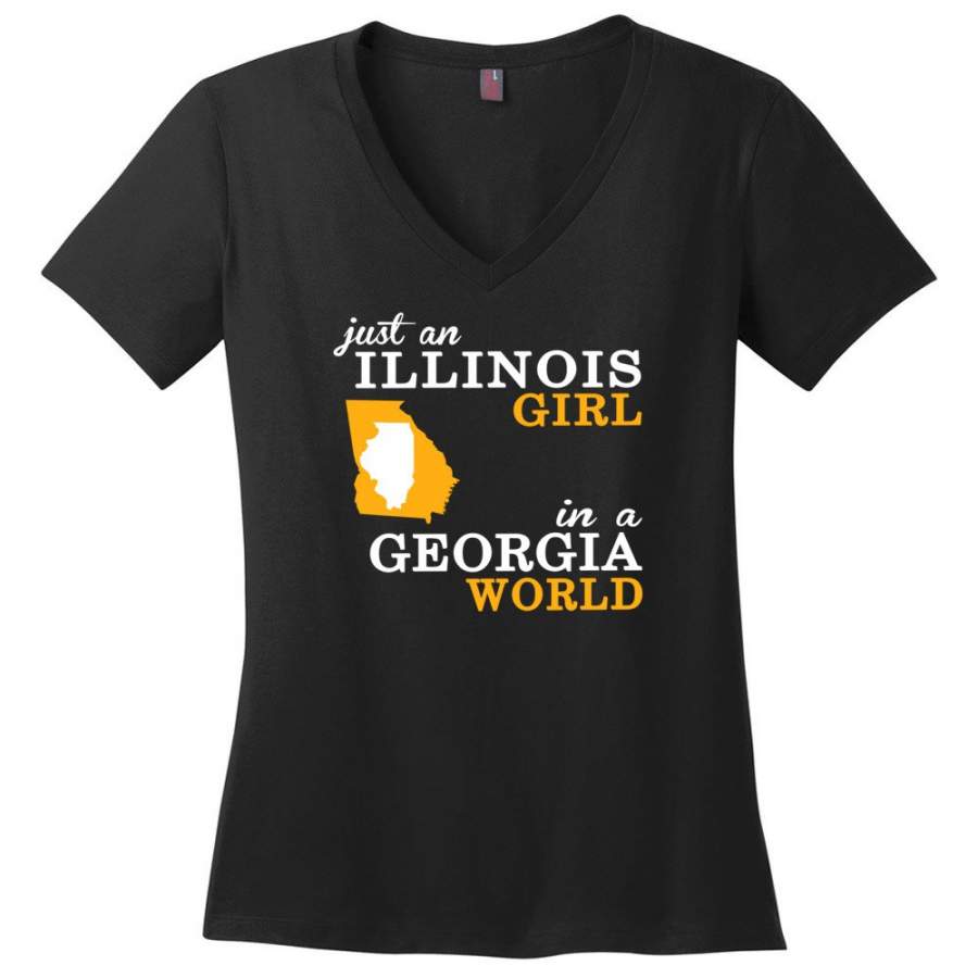 Just an Illinois Girl In A Georgia World – Ladies V-Neck