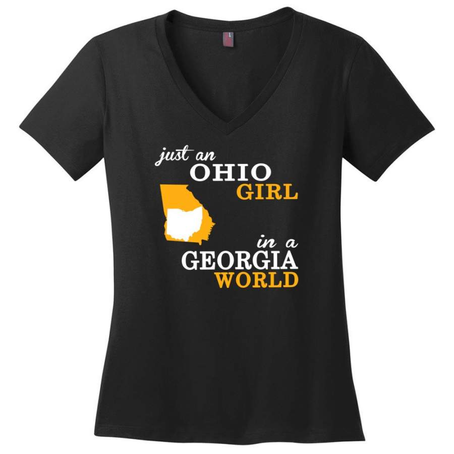 Just An Ohio Girl In A Georgia World – Ladies V-Neck