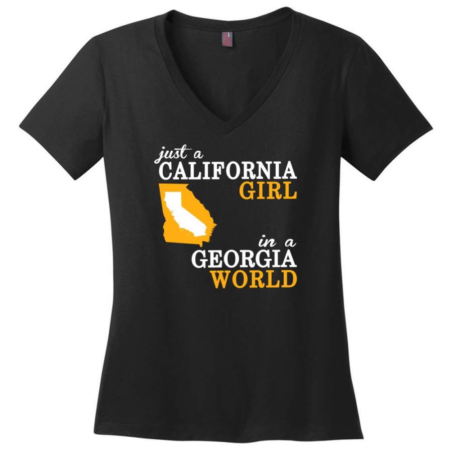 Just A California Girl In A Georgia World – Ladies V-Neck