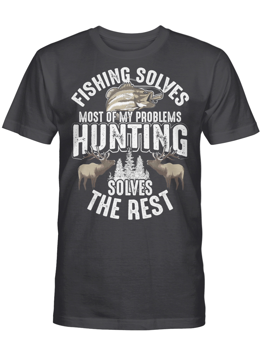 AmazeStyleZ Fishing Shirt Cool Fishing Hunting Solve My Problems Funny Hunter Gift T-Shirt