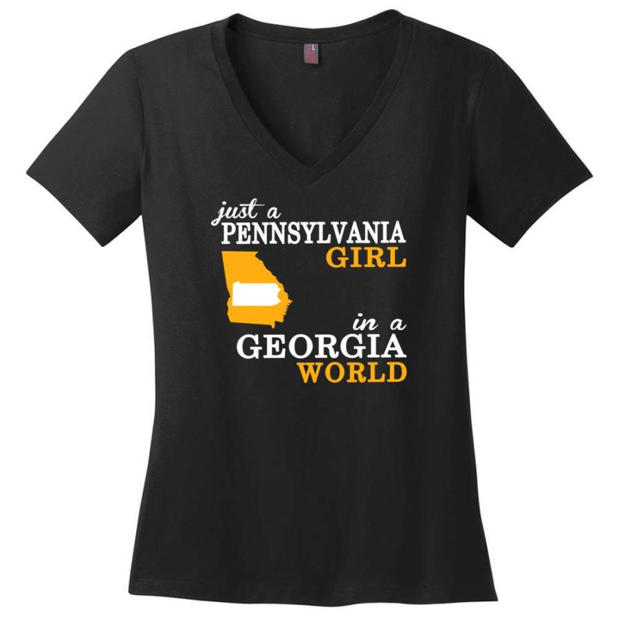 Just A Pennsylvania Girl In A Georgia World – Ladies V-Neck