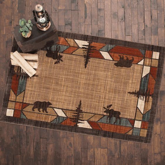 Bear Hunting Rustic CLA2509037R Rug