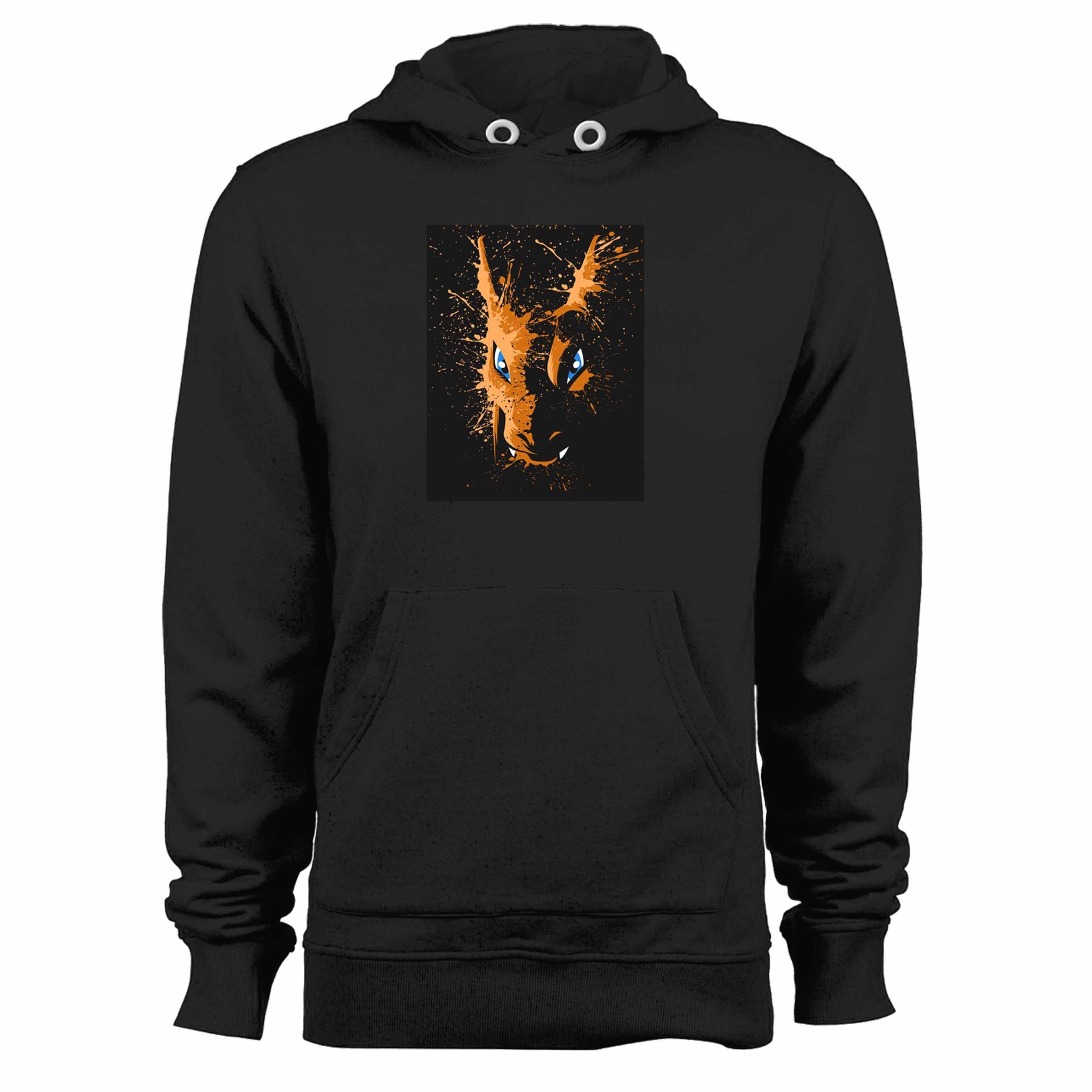 Charizard Pokemon Gaming Splatter Distressed Effect Unisex Hoodie