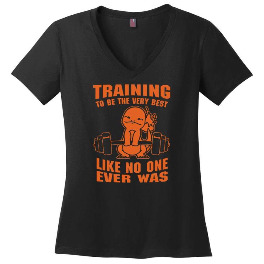 Training To Be The Best Like No One Ever Was Pokemon Gym Charmander Ladies V-Neck