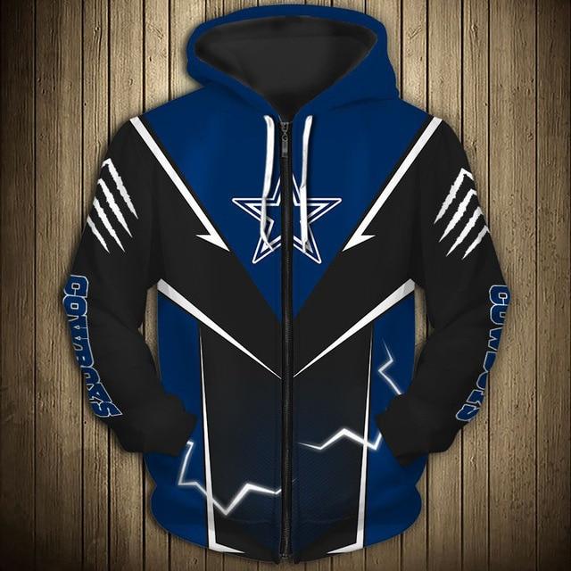 Dallas Cowboys Flame Zipper Hoodie