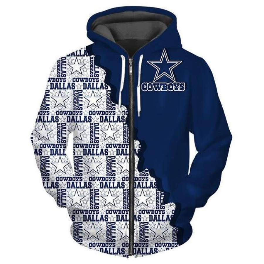 Dallas Cowboys Cool 3D Zipper Hoodie