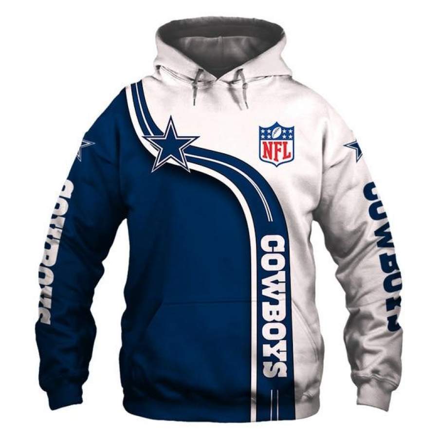 Dallas Cowboys Curved Stripes 3D Hoodie