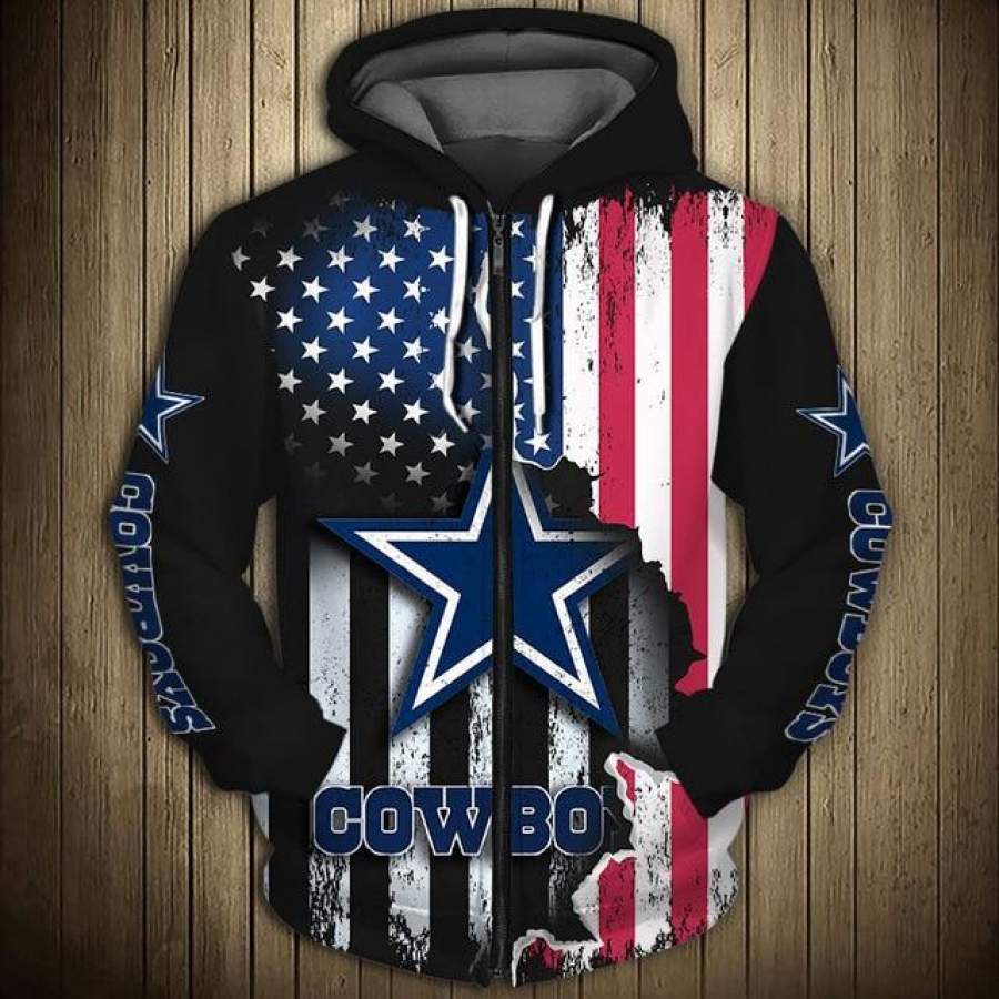 Dallas Cowboys American Flag Zipper Hoodie