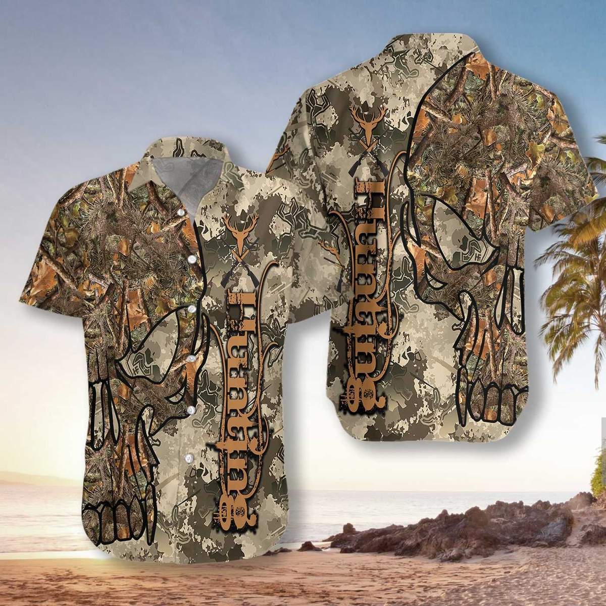 Hunting Skull Camo Unisex Hawaiian Shirt Pre12904