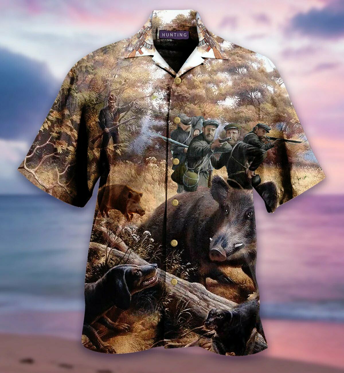 Fantasy Hunting Boar Hawaiian Shirt Pre13178