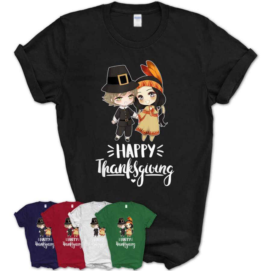 Thanksgiving Grateful Thankful Blessed Turkey Anime Chibi T-Shirt