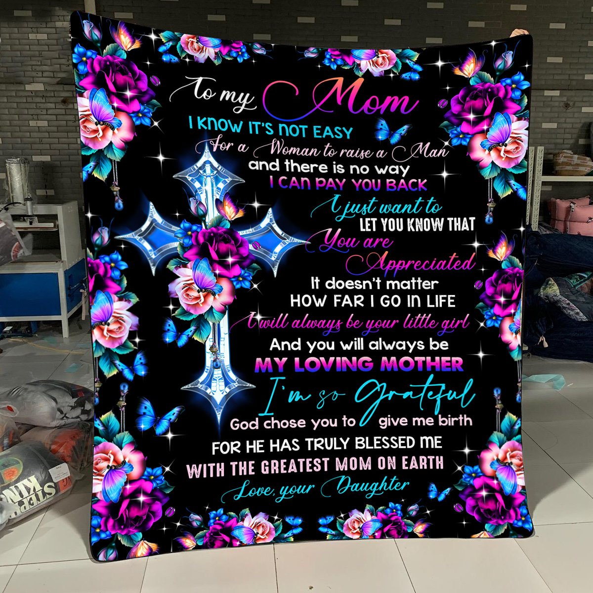 Awesome Family Gift For Mom – God – I’m So Grateful God Chose You To Give Me Birth For He Has Truly Blessed Me With The Greatest Mom On Earth Fleece Blanket