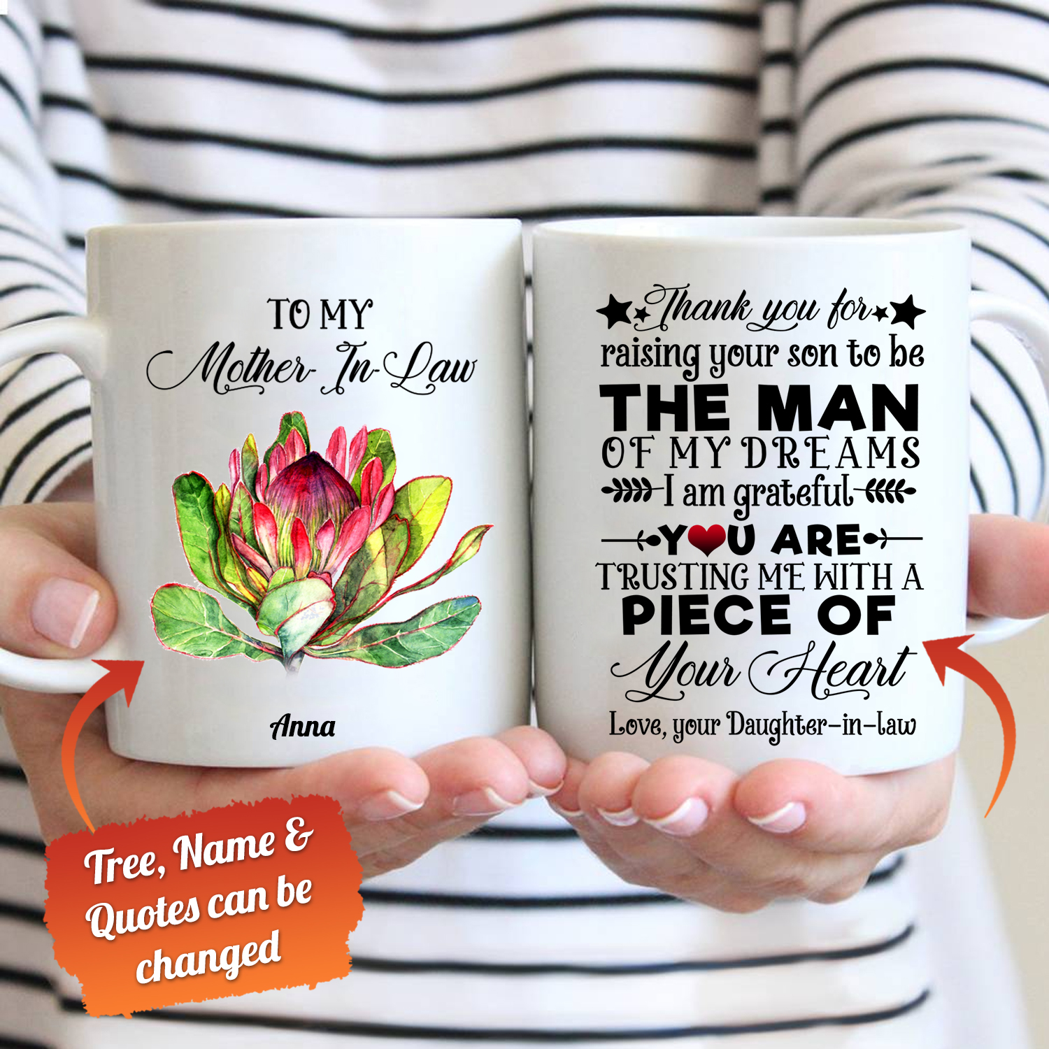 Awesome Family Gift For Mother-in-law – Thank You For Raising Your Son To Be The Man Of My Dreams I Am Grateful You Are Trusting Me With A Piece Of Your Heart Personalized Mug