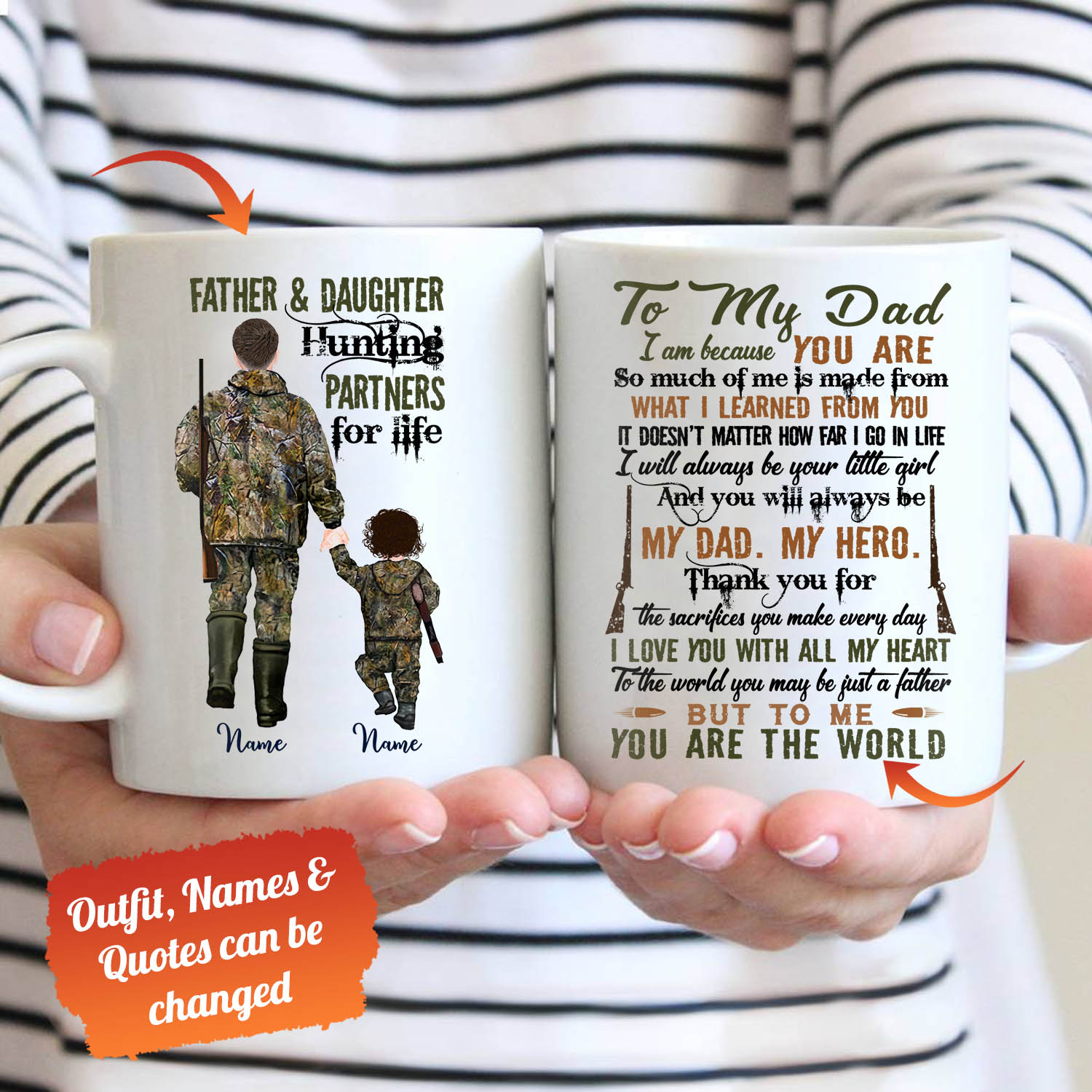 Awesome Family Gift For Dad From Daughter – Hunting – Thank You For The Sacrifices You Make Every Day I Love You With All My Heart Personalized Mug