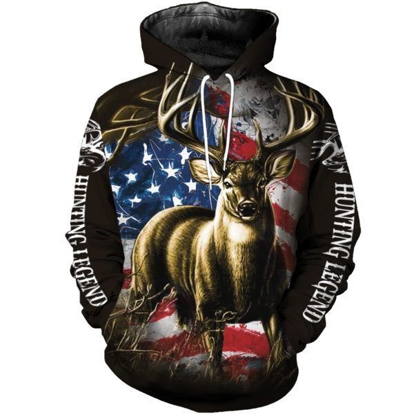 American Flag Deer Hunting Camo Men and Women 3D Hoodie