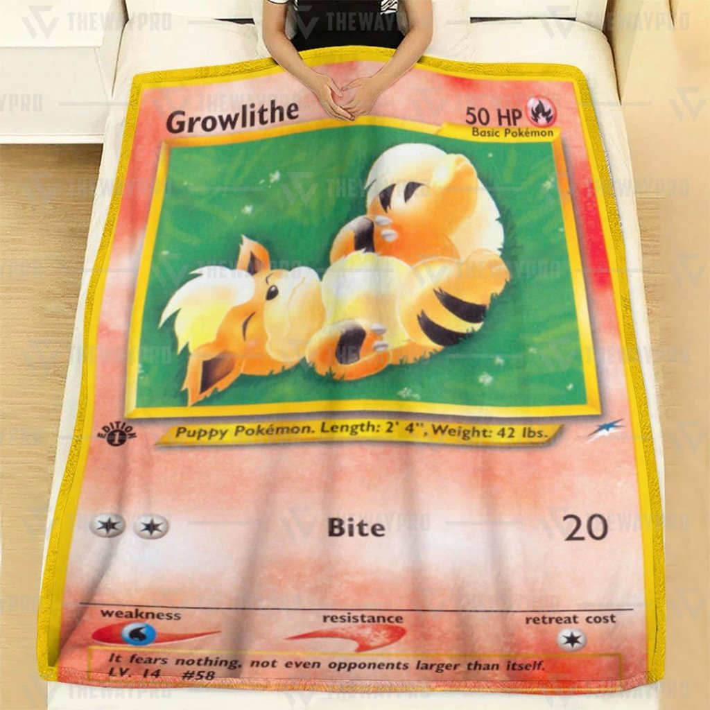 Anime Pokemon Growlithe 1St Edition Bite Custom Blanket And Quilt ?C Saleoff 261021