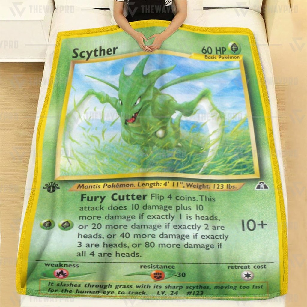 Anime Pokemon Scyther 1St Edition Fury Cutter Custom Blanket And Quilt ?C Saleoff 261021