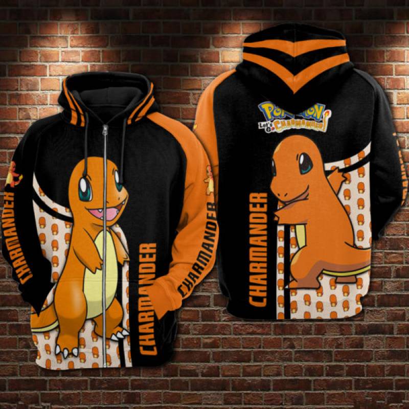 Charmander pokemon all over printed 3D hoodie, shirt – maria