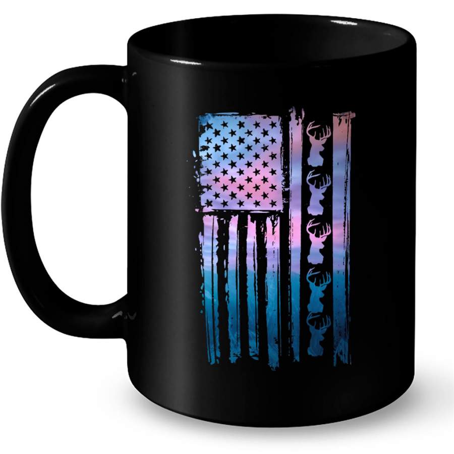 American Deers, Hunting Lover – Full-Wrap Coffee Black Mug