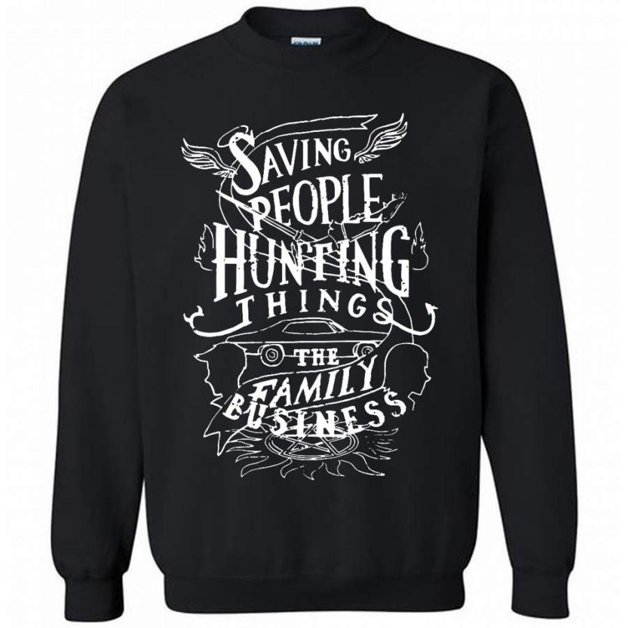 Saving People Hunting Things The Family Business – Gildan Crewneck Sweatshirt