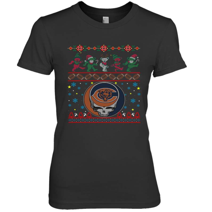 Chicago Bears Christmas Grateful Dead Jingle Bears Football Ugly Sweatshirt Women’s Premium T-Shirt