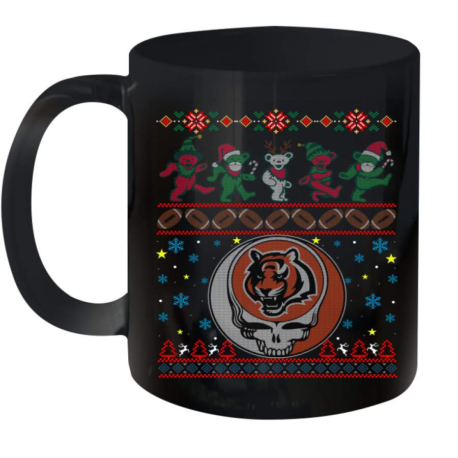 Cincinnati Bengals Christmas Grateful Dead Jingle Bears Football Ugly Sweatshirt Mug 11oz