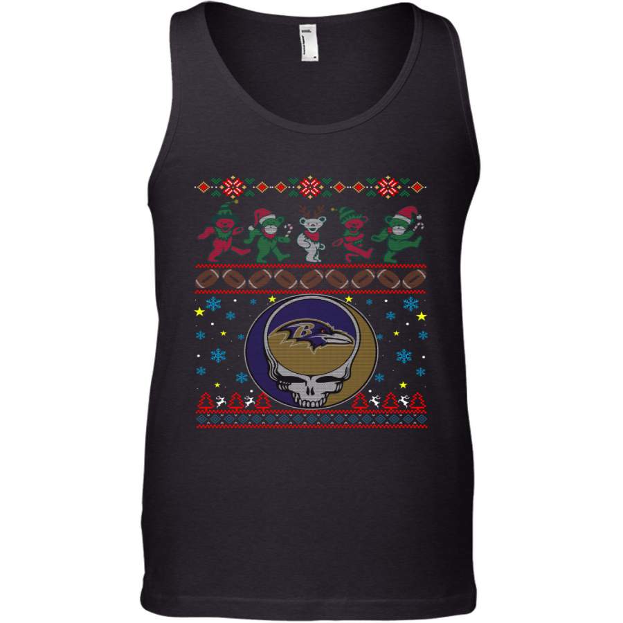 Baltimore Ravens Christmas Grateful Dead Jingle Bears Football Ugly Sweatshirt Men’s Tank Top