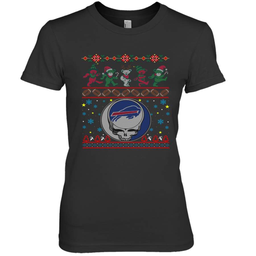 Buffalo Bills Christmas Grateful Dead Jingle Bears Football Ugly Sweatshirt Women’s Premium T-Shirt