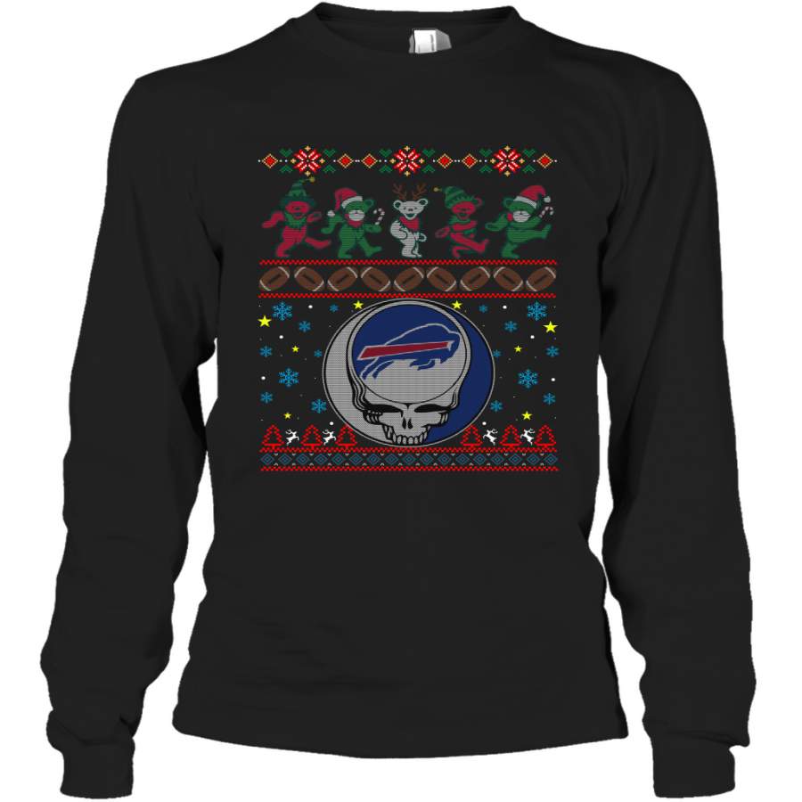 Buffalo Bills Christmas Grateful Dead Jingle Bears Football Ugly Sweatshirt Long Sleeve T-Shirt