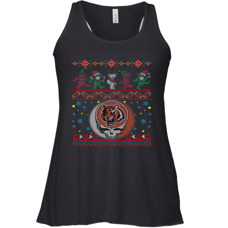 Cincinnati Bengals Christmas Grateful Dead Jingle Bears Football Ugly Sweatshirt Women’s Racerback Tank Top