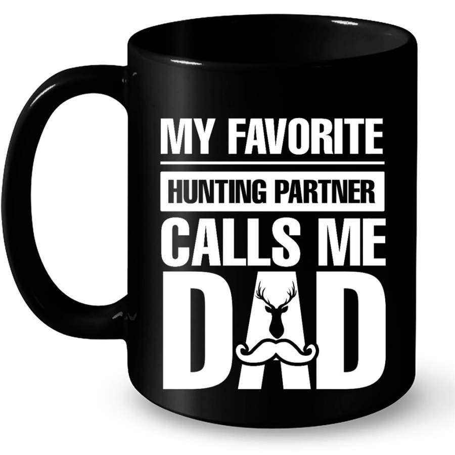 My Favorite Hunting Partner Calls Me Dad, Father’s Day Gift – Full-Wrap Coffee Black Mug