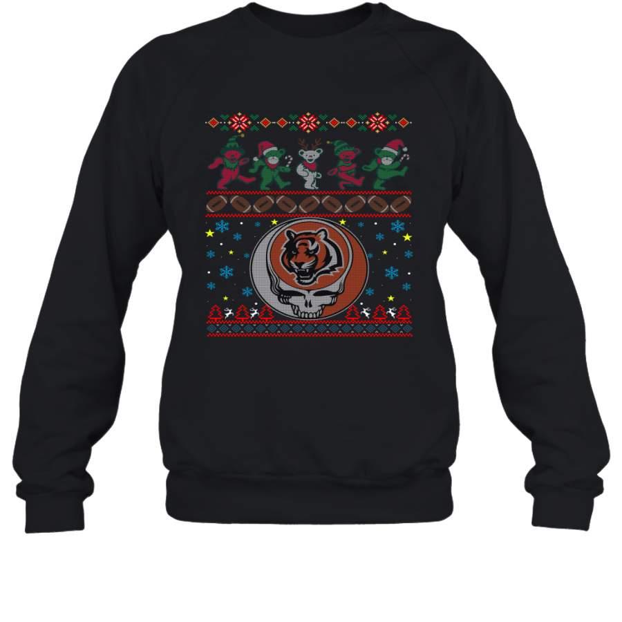 Cincinnati Bengals Christmas Grateful Dead Jingle Bears Football Ugly Sweatshirt Sweatshirt