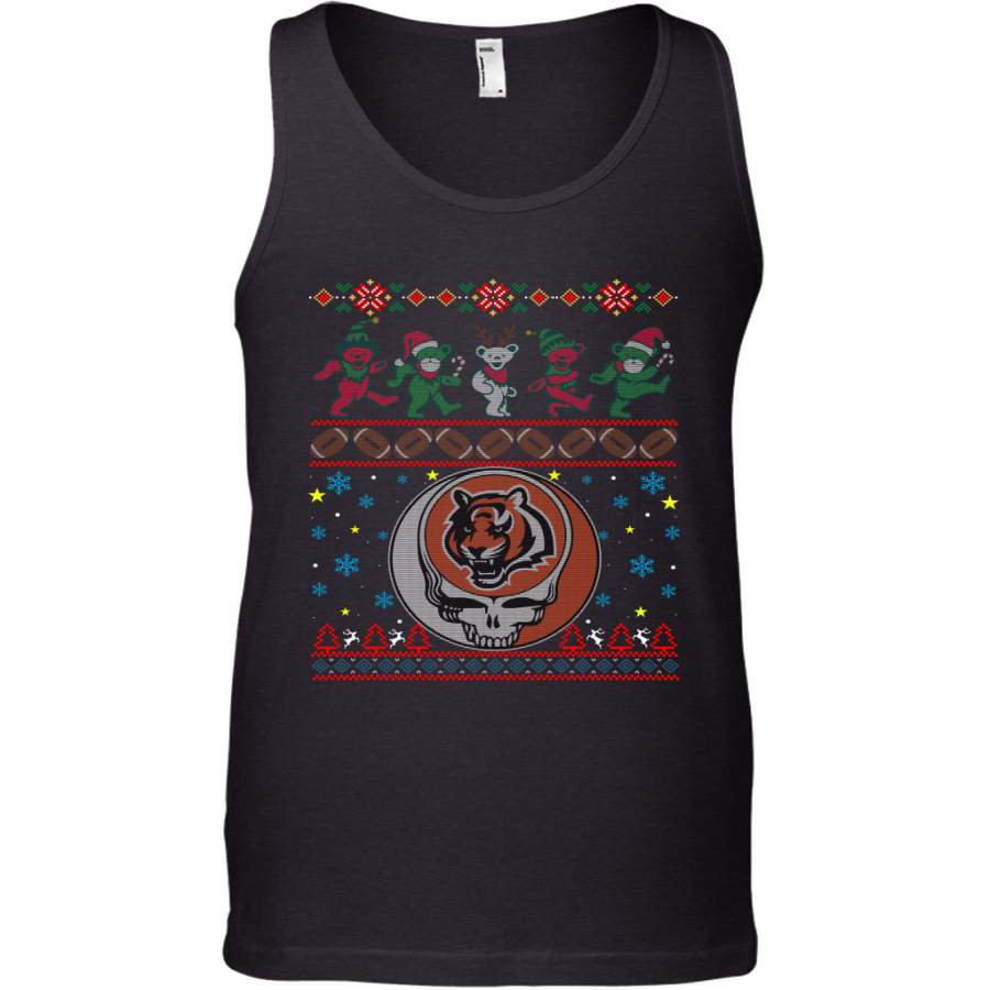 Cincinnati Bengals Christmas Grateful Dead Jingle Bears Football Ugly Sweatshirt Men’s Tank Top