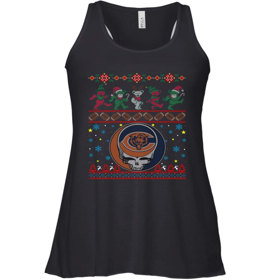 Chicago Bears Christmas Grateful Dead Jingle Bears Football Ugly Sweatshirt Women’s Racerback Tank Top